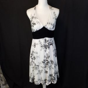 Beata Studio LA white with black floral halter sundress size 13/14